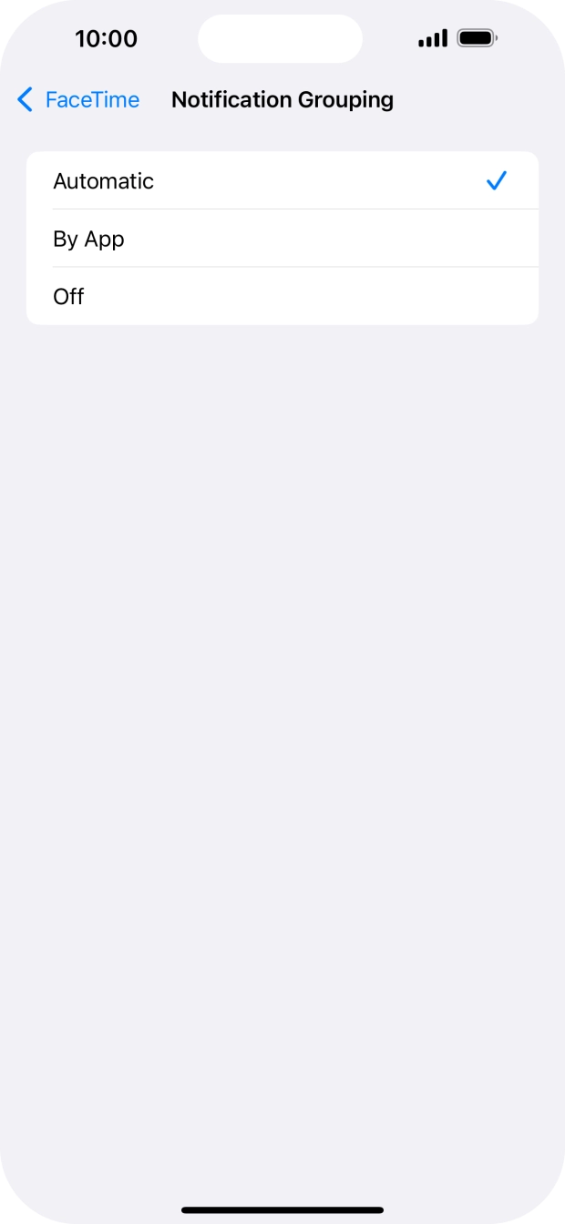 Press the required setting. Press the required setting.