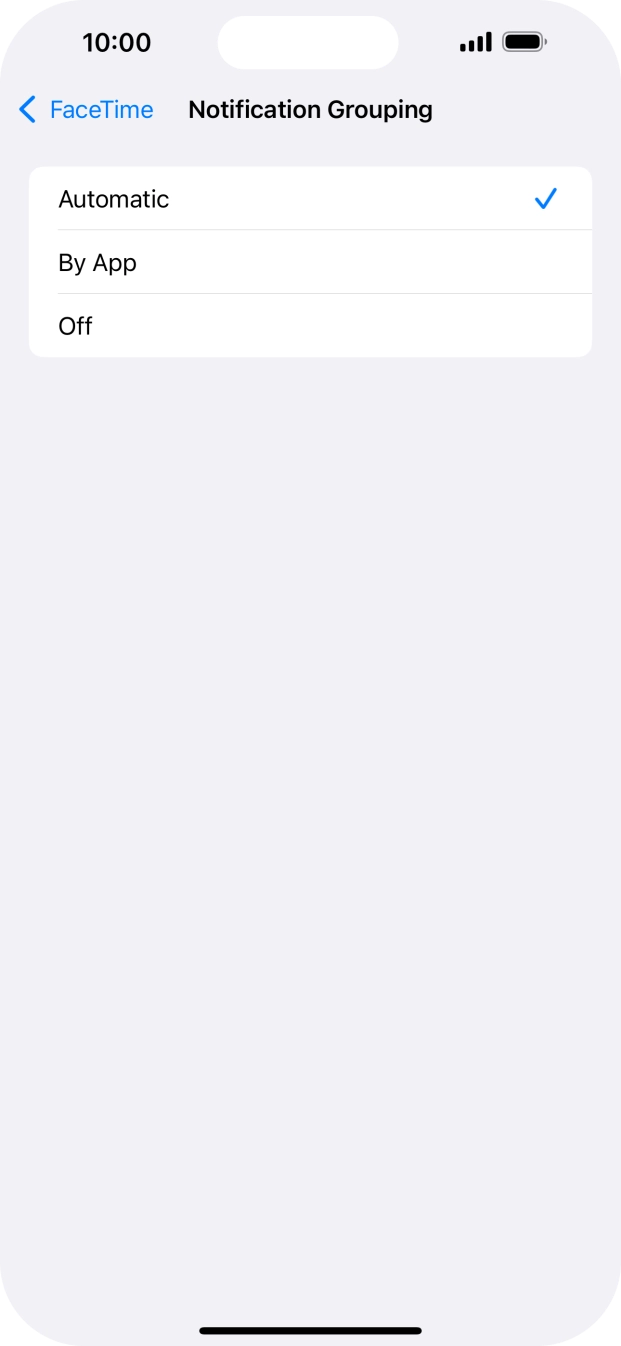 Press the required setting. Press the required setting.