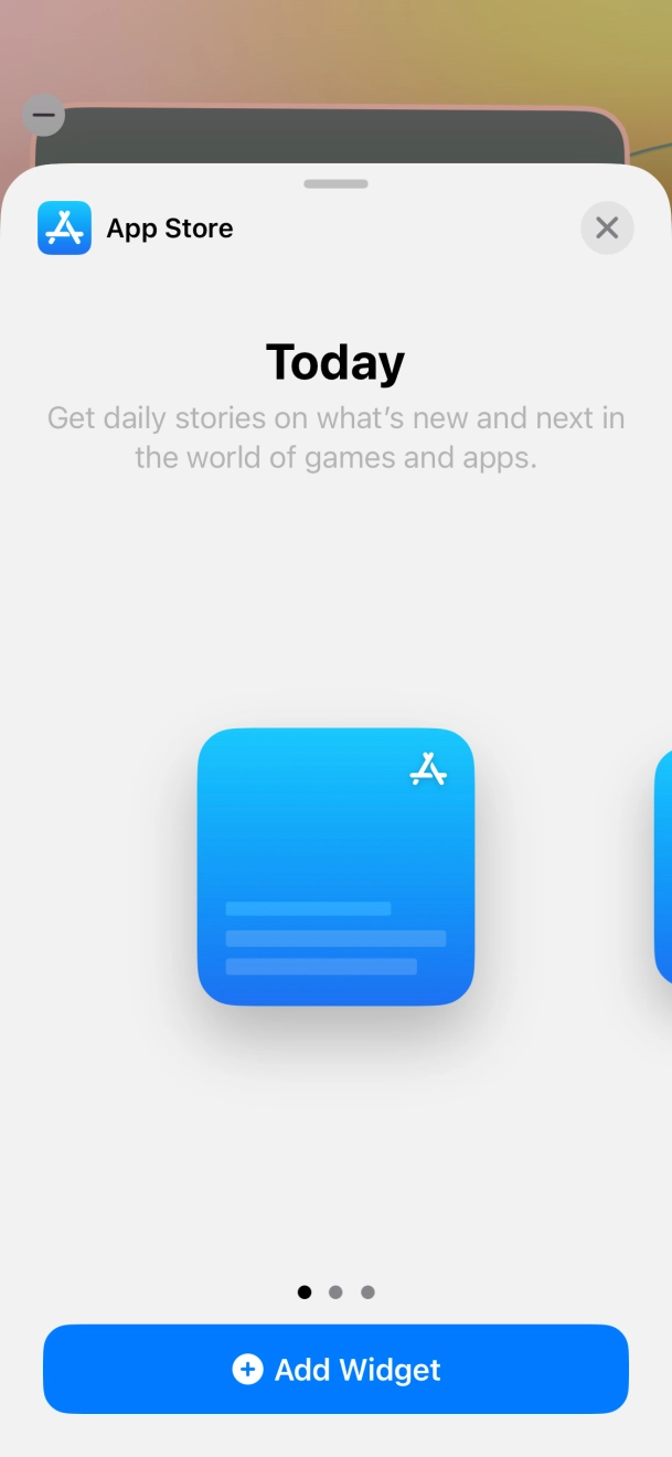 Slide your finger right or left on the screen to select the required widget size. Slide your finger right or left on the screen to select the required widget size.