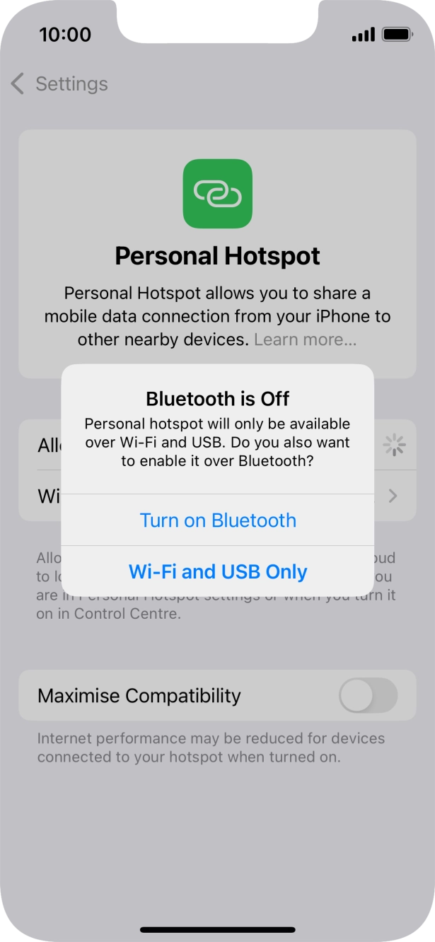 If WiFi is turned on, press Wi-Fi and USB Only.