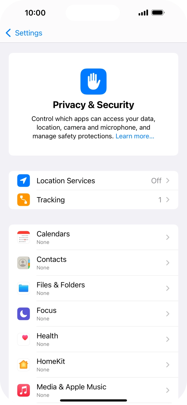 Press Location Services.
