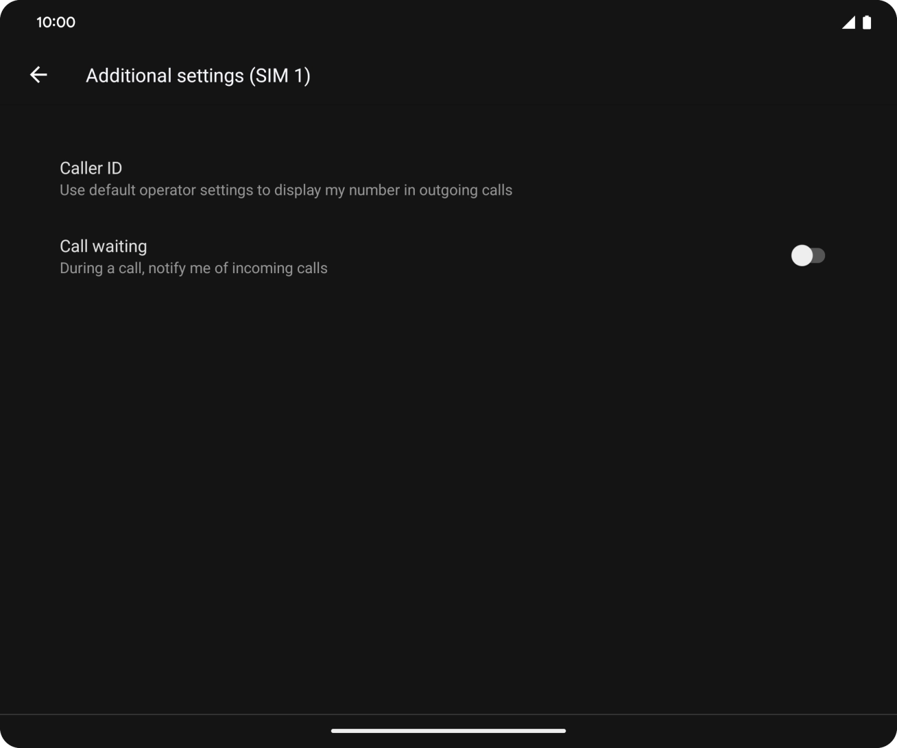 Press the indicator next to 'Call waiting' to turn the function on or off.