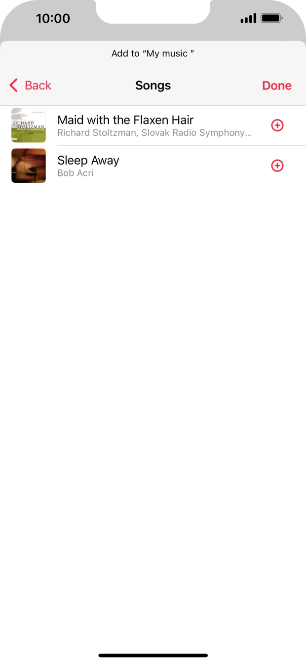 Go to the required category and press the add icon next to the required audio file.
