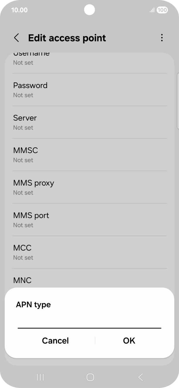 Key in default and press OK. Key in default and press OK.