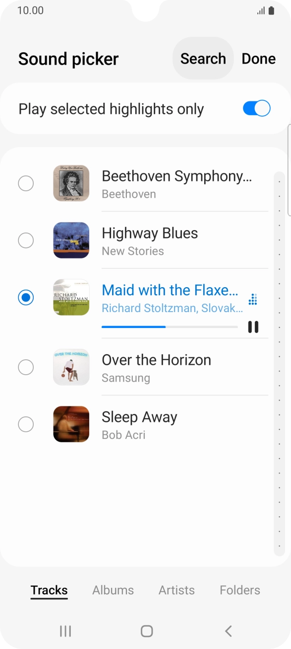 Once you've found a ring tone you like, press Done.