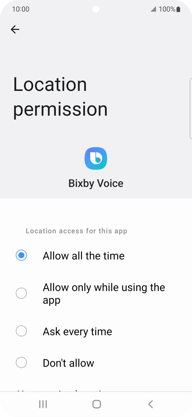 Press the required setting. Press the required setting.