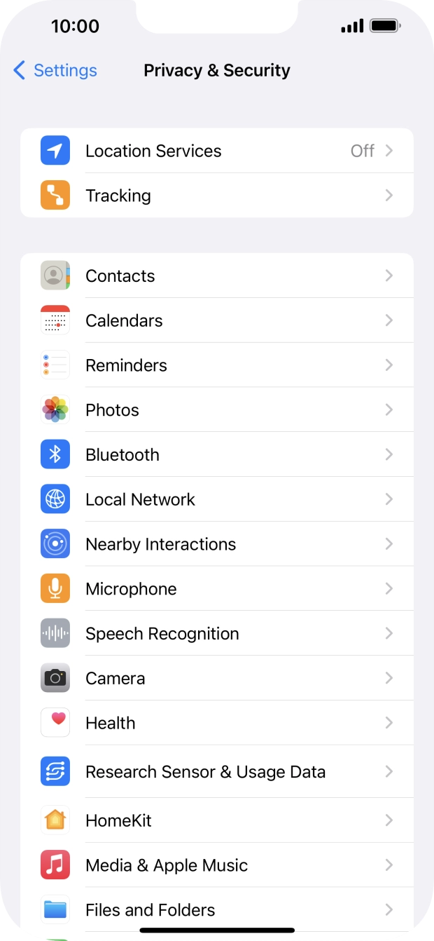 Press Location Services.