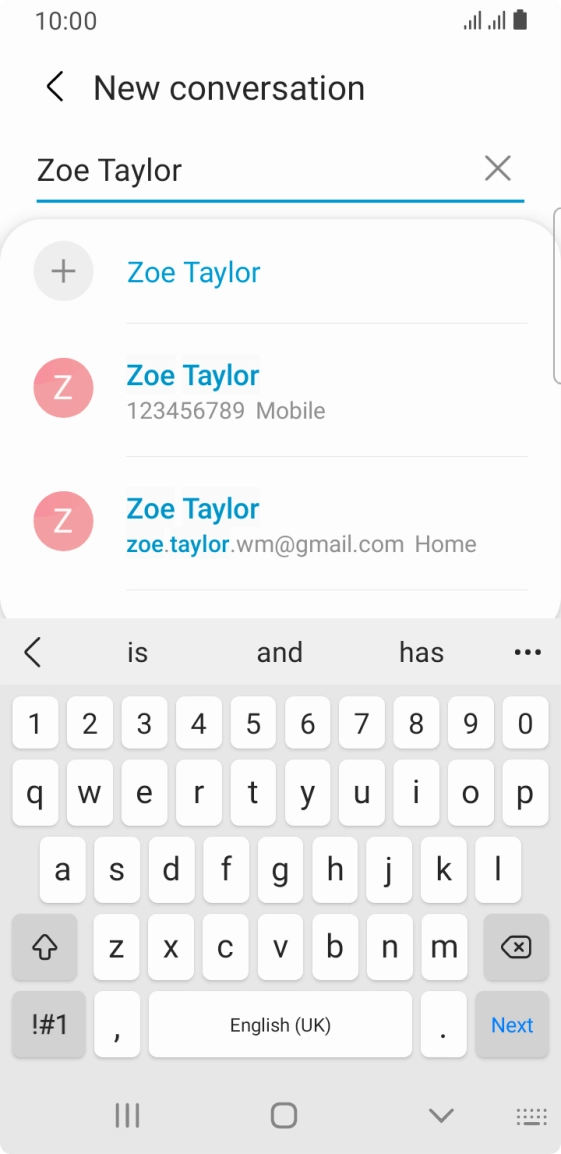 Press the required contact. Press the required contact.