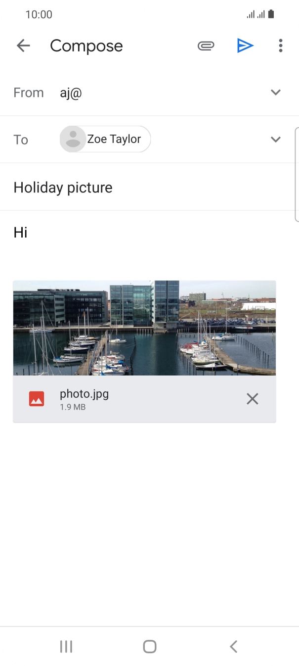 Press the send icon when you've finished your email.