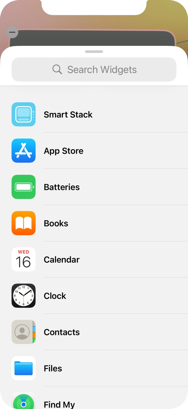 Press the required widget.