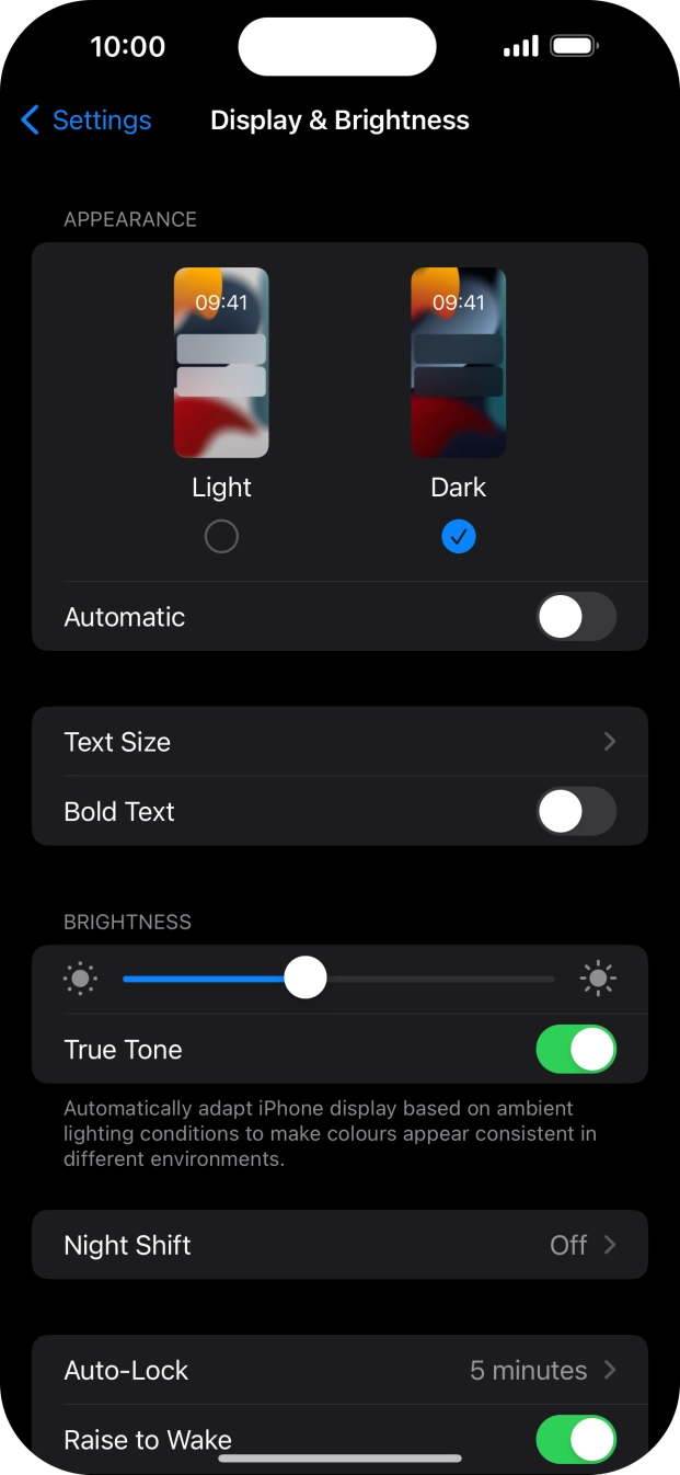 Press the indicator next to 'Automatic' to turn the function on or off. Press the indicator next to 'Automatic' to turn the function on or off.