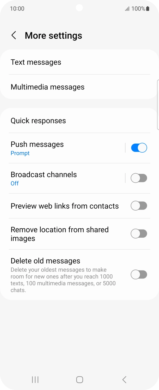 Press Text messages.