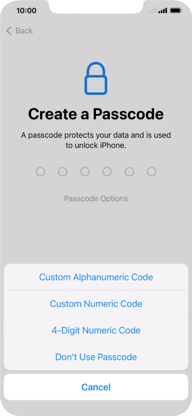 Follow the instructions on the screen to turn on the phone lock code or press Don't Use Passcode. Follow the instructions on the screen to turn on the phone lock code or press Don't Use Passcode.