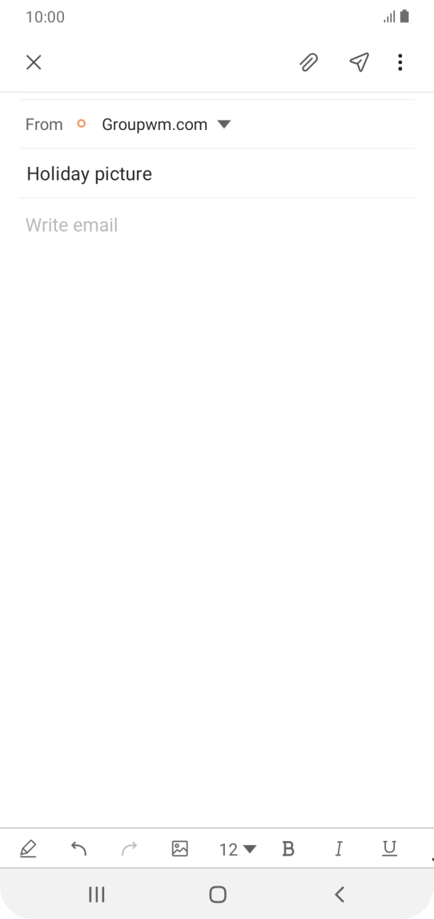 Press the text input field and write the text for your email. Press the text input field and write the text for your email.