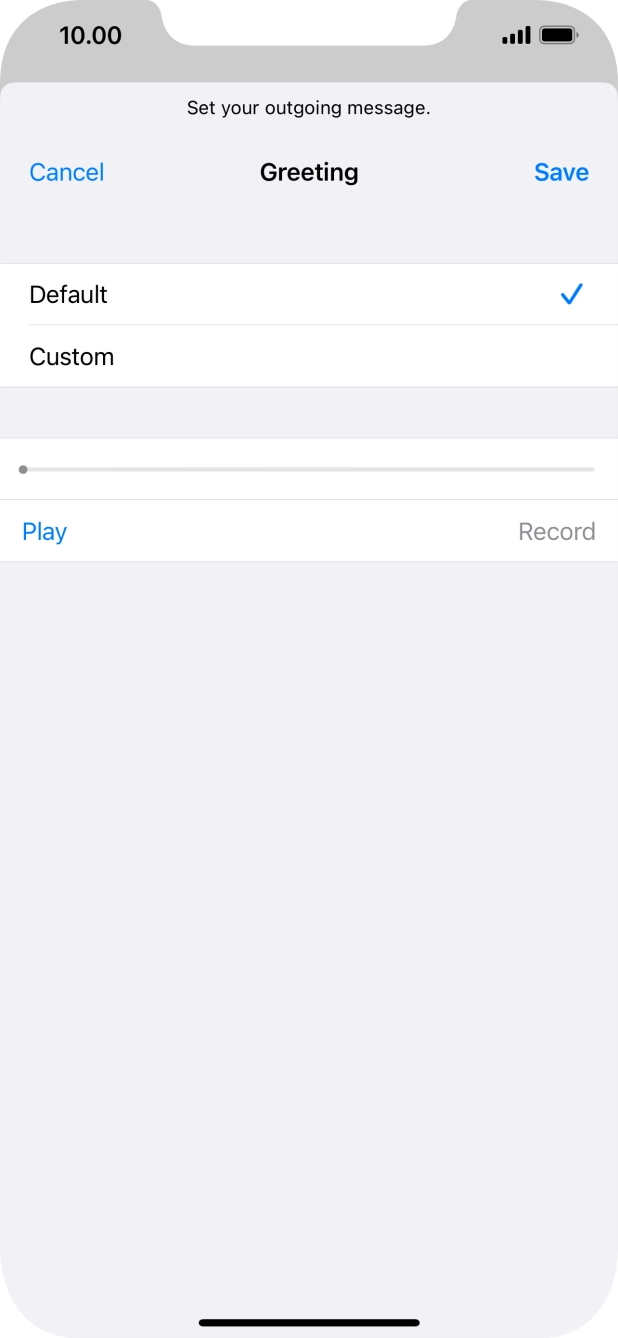 Press Default to select the default greeting.