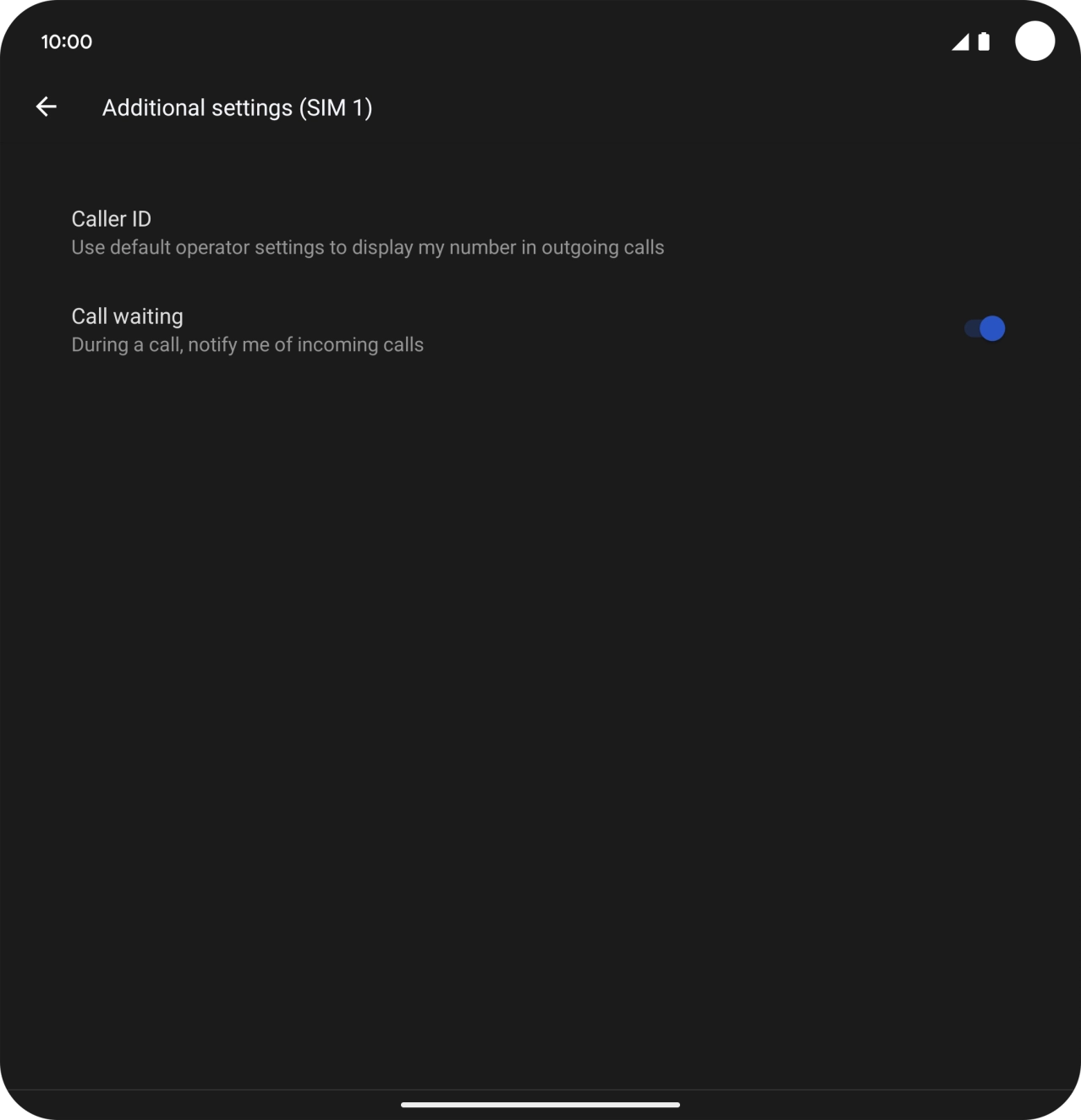 Press the indicator next to 'Call waiting' to turn the function on or off.