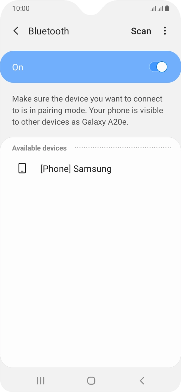 Press the required Bluetooth device and follow the instructions on the screen to pair the device with your phone.