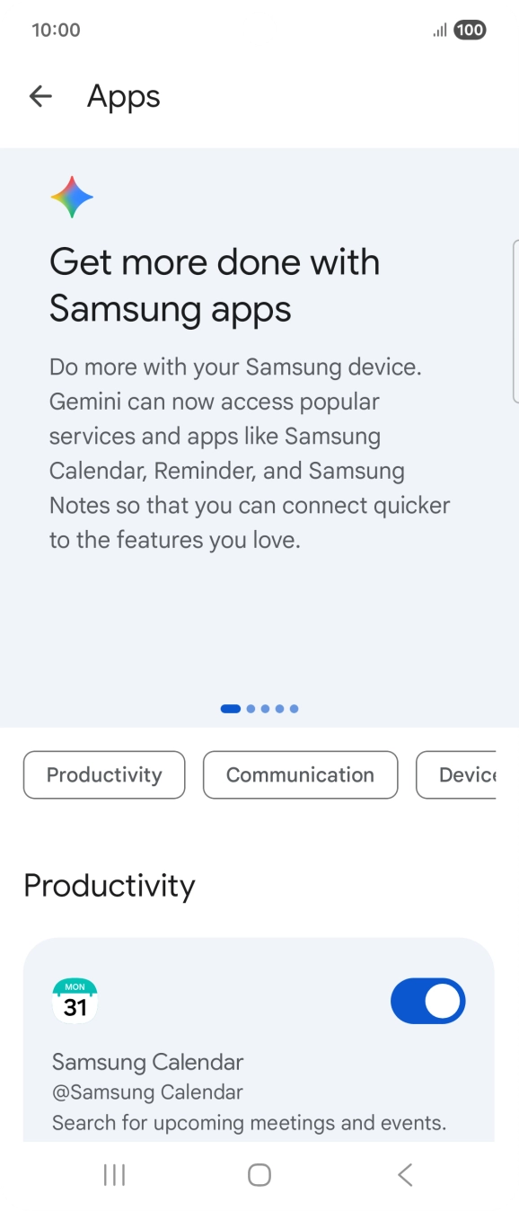 Press the indicator next to the required extension to turn on the function.