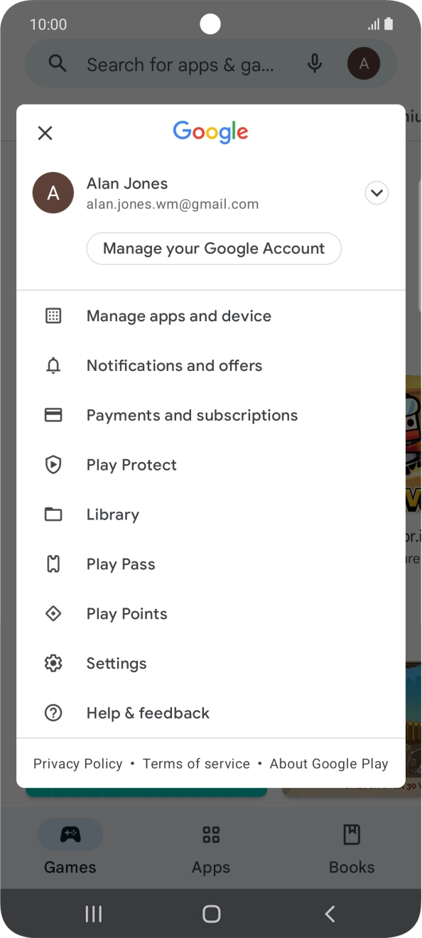Press Manage apps and device.