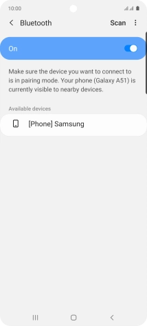 Press the required Bluetooth device and follow the instructions on the screen to pair the device with your phone.