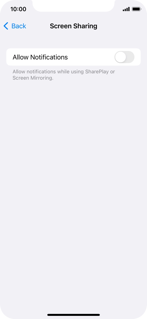 Press the indicator next to 'Allow Notifications' to turn the function on or off.