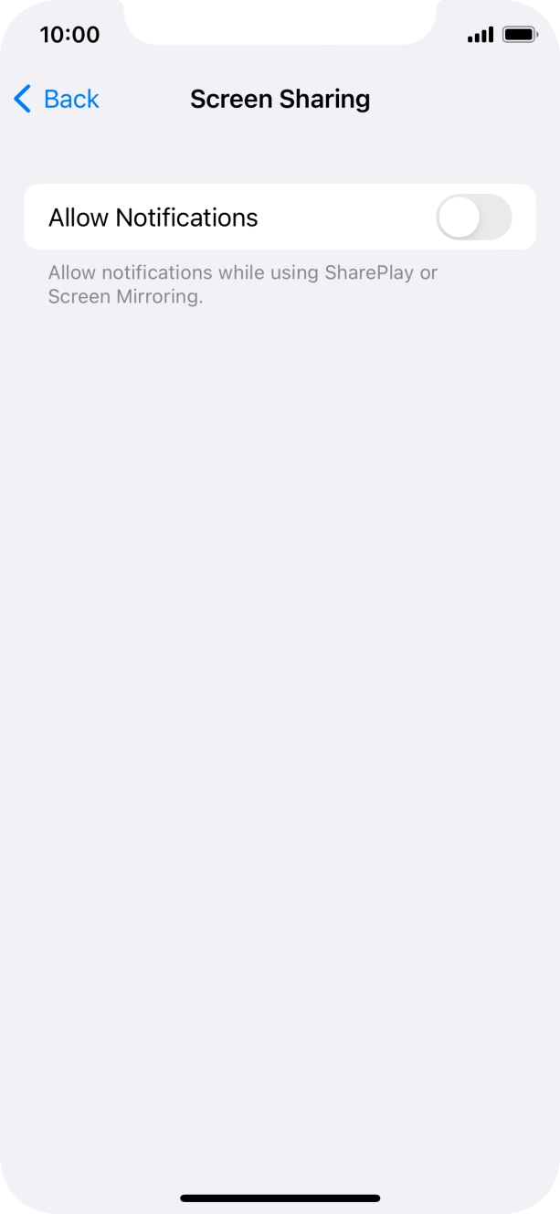 Press the indicator next to 'Allow Notifications' to turn the function on or off. Press the indicator next to 'Allow Notifications' to turn the function on or off.