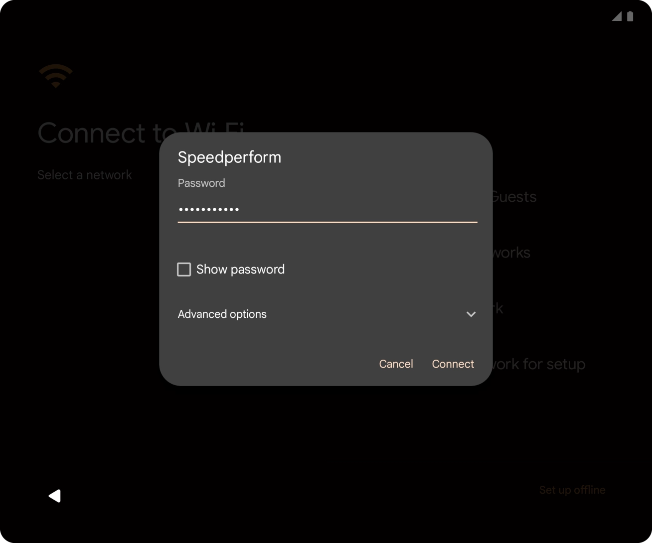 Key in the password for the WiFi network and press Connect. Key in the password for the WiFi network and press Connect.