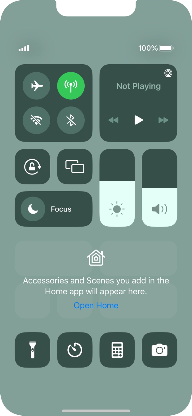 Press the flight mode icon to turn the function on or off. Press the flight mode icon to turn the function on or off.
