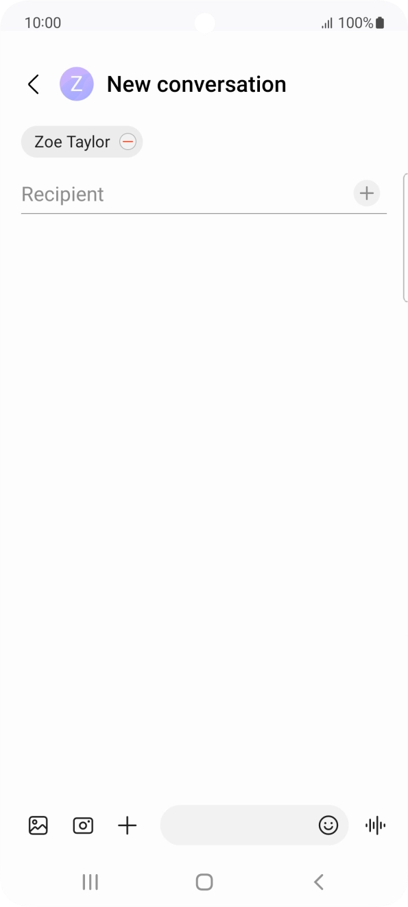 Press the text input field and write the text for your picture message. Press the text input field and write the text for your picture message.