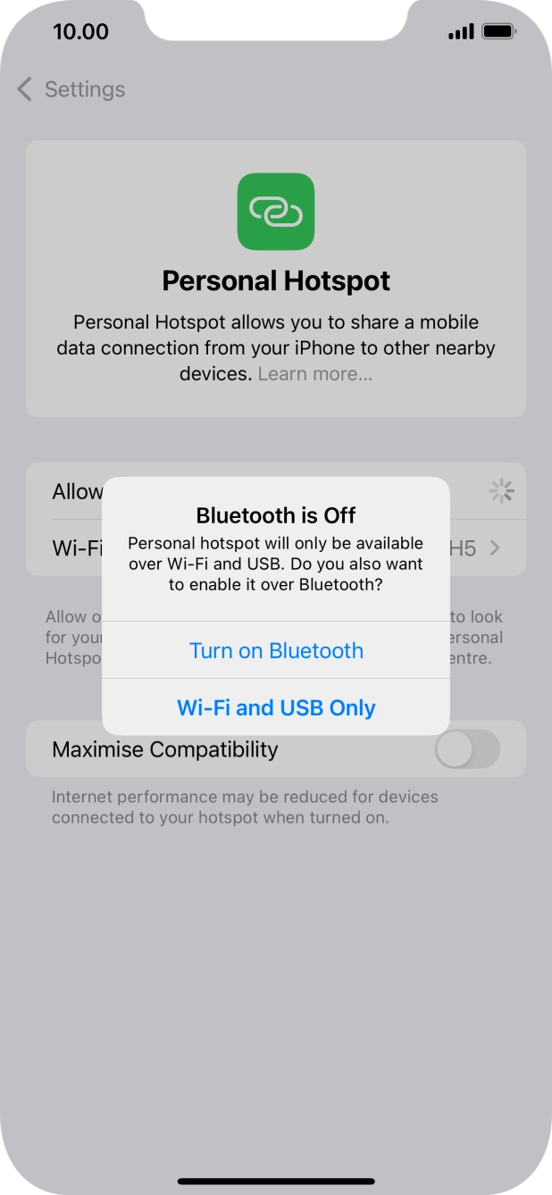 If WiFi is turned on, press Wi-Fi and USB Only.
