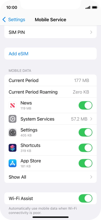 The total data usage is displayed next to Current Period.