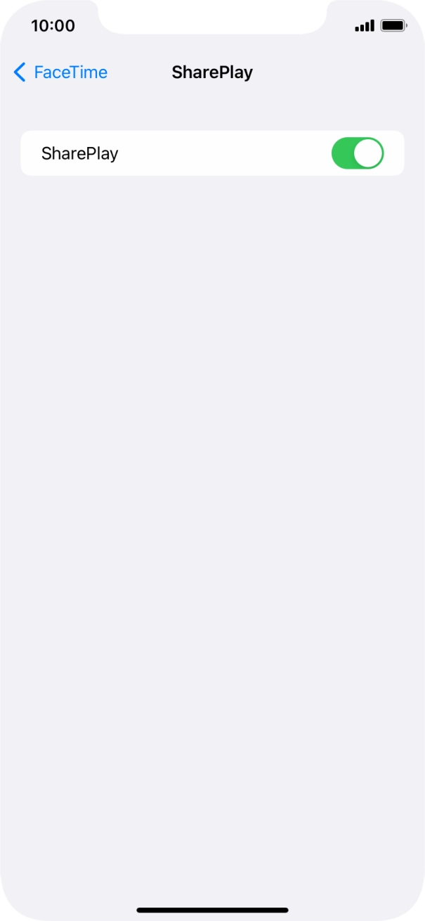 Press the indicator next to 'SharePlay' to turn the function on or off. Press the indicator next to 'SharePlay' to turn the function on or off.