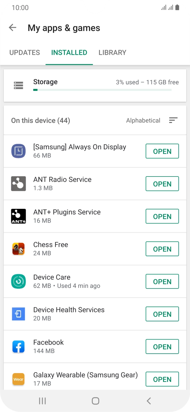 Press the required app.
