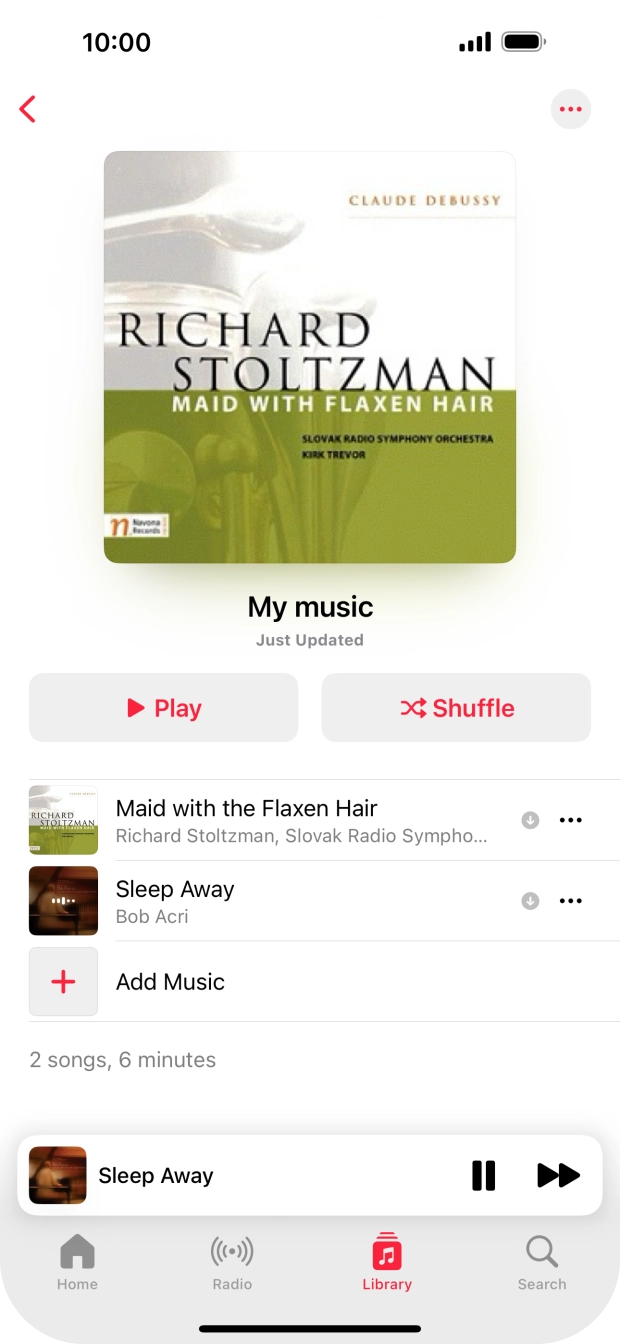 Press the song title. Press the song title.