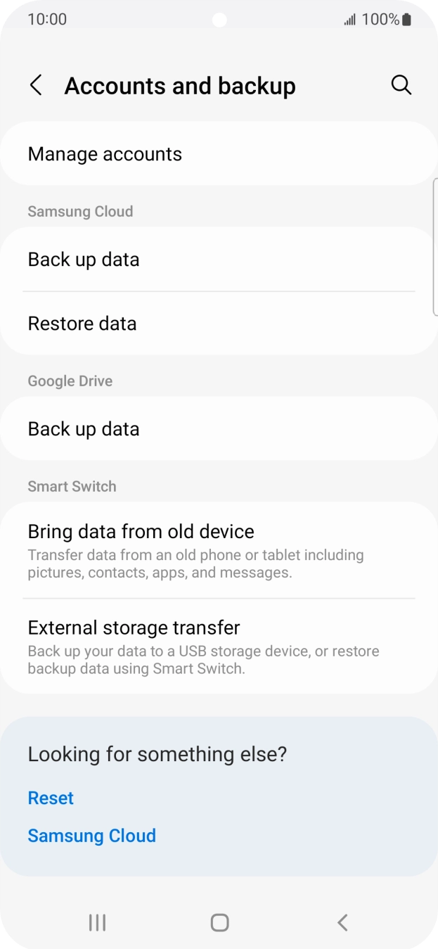 Press Manage accounts.