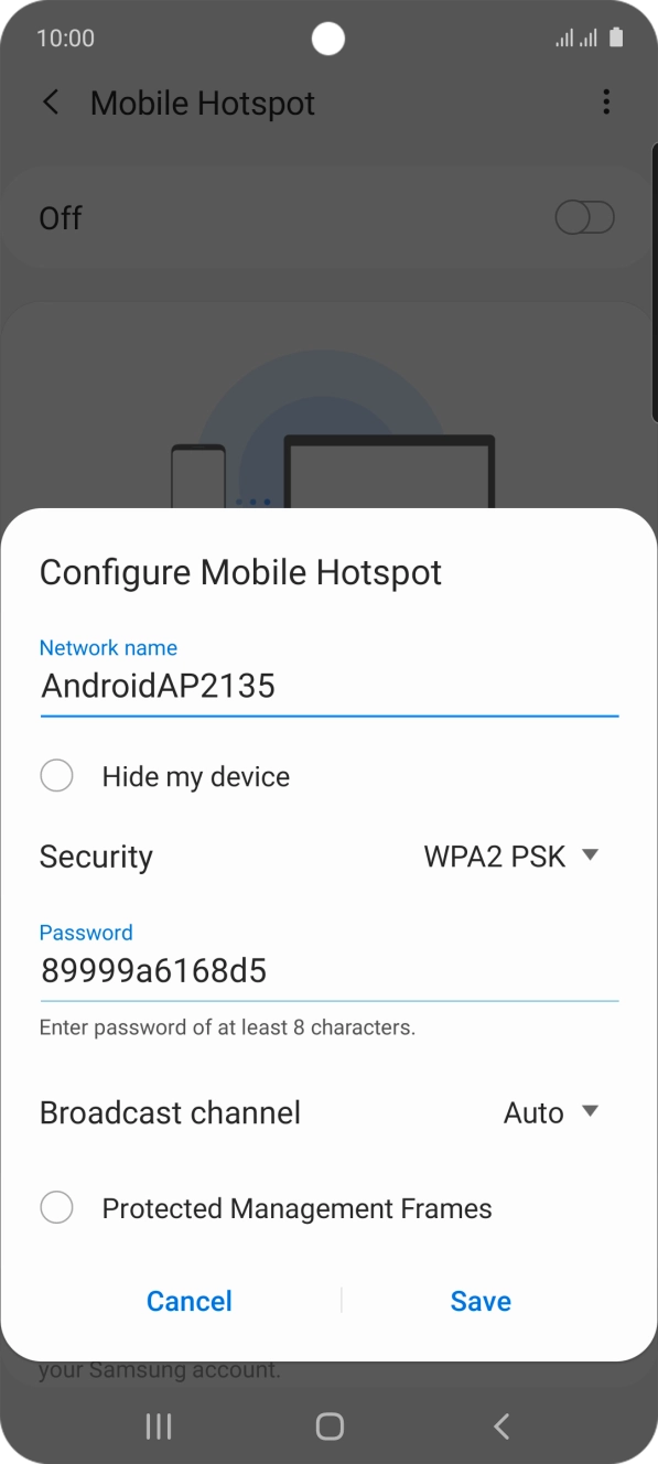 Press the field below 'Network name' and key in the required name.