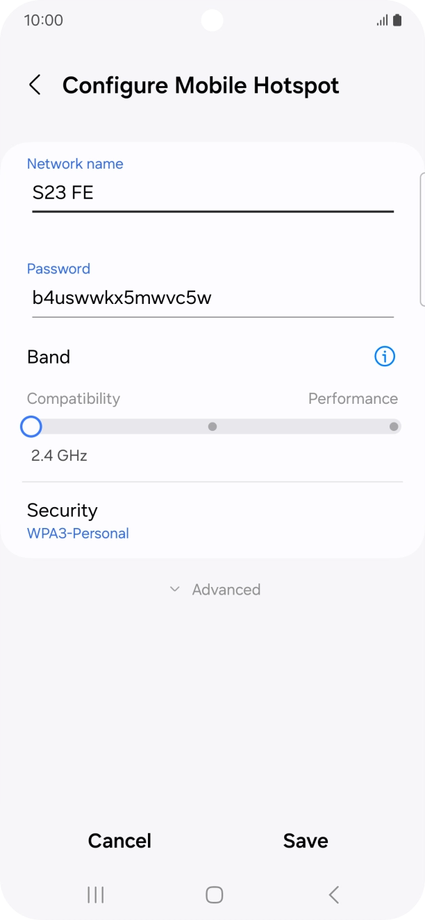 Press the field below 'Password' and key in the required password.