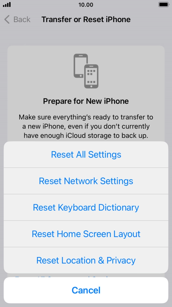 Press Reset All Settings.