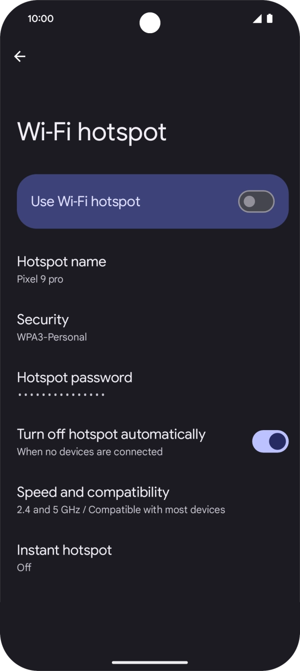 Press Hotspot password and key in the required password. Press Hotspot password and key in the required password.