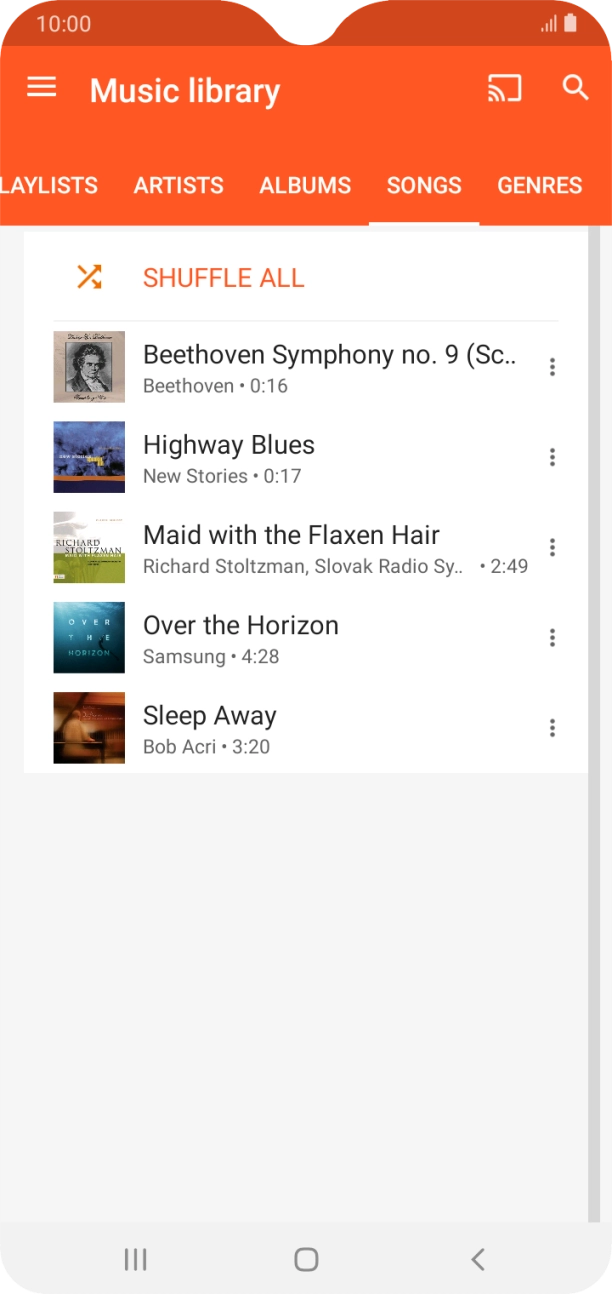 Press the required audio file.