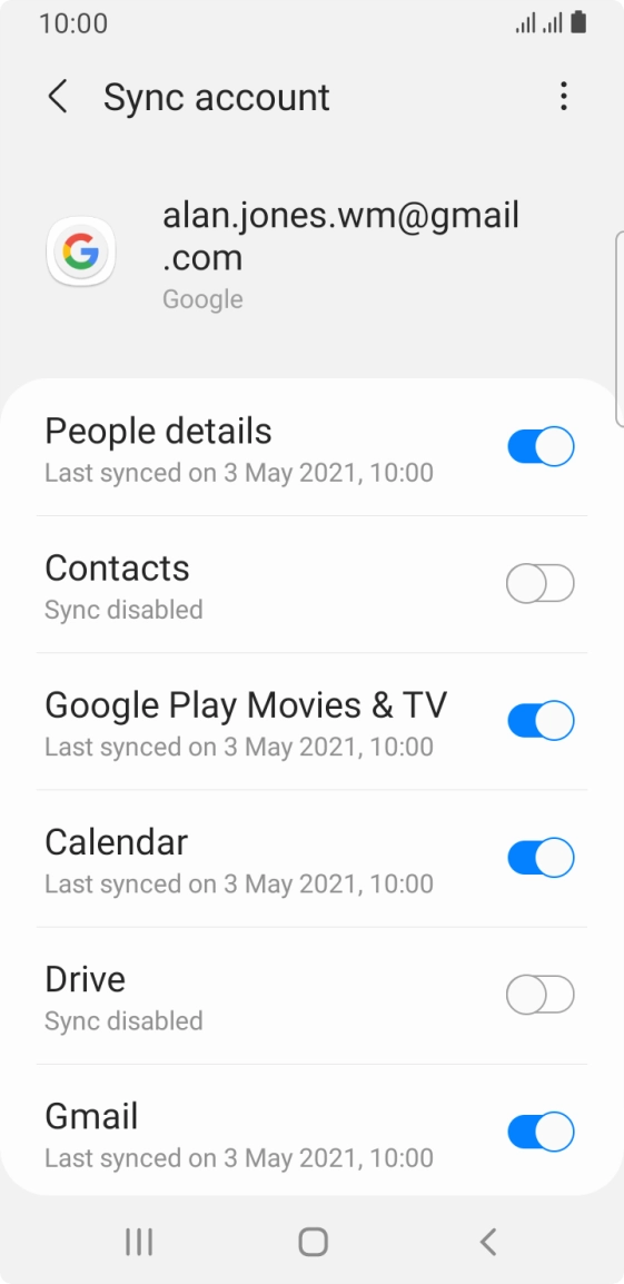 Press the indicator next to 'Contacts' to turn on the function. Press the indicator next to 'Contacts' to turn on the function.