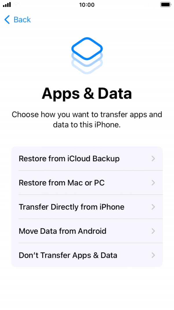 You can transfer content from an Android phone when your phone is activated for the first time and after a factory reset. When this screen is displayed, your phone is ready to transfer content from an Android phone.