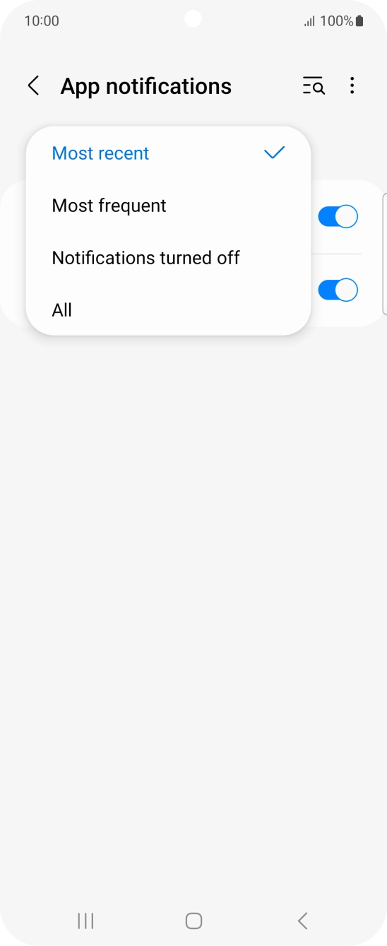 Press the required setting.