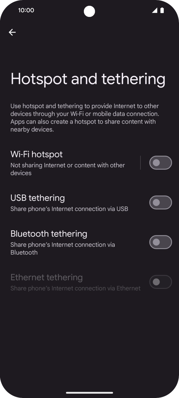 Press Wi-Fi hotspot. Press Wi-Fi hotspot.