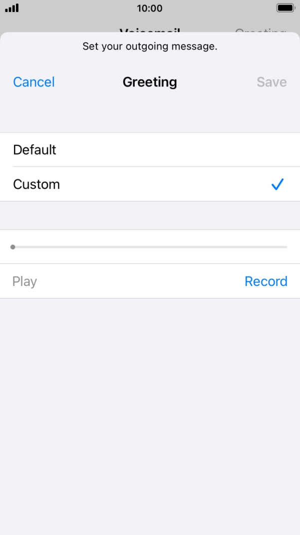 Press Record to start recording a personal greeting. Press Record to start recording a personal greeting.