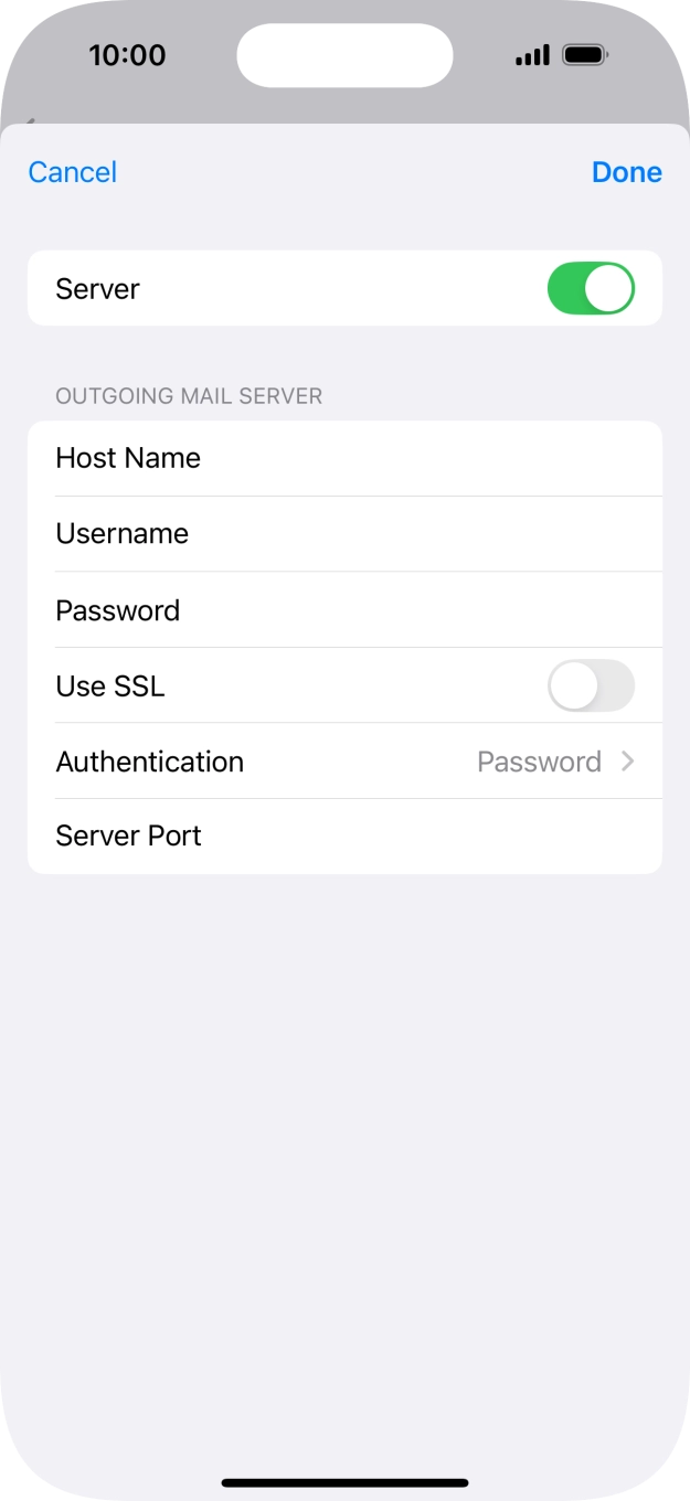 Press the indicator next to 'Use SSL' to turn on the function.