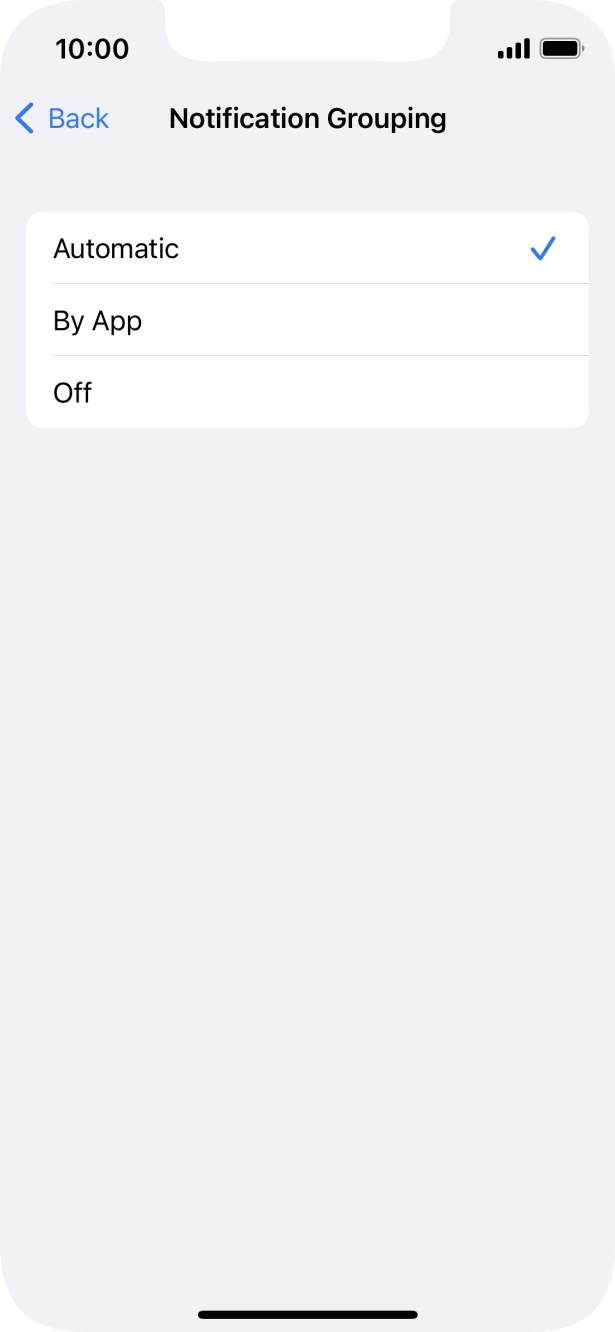 Press the required setting. Press the required setting.