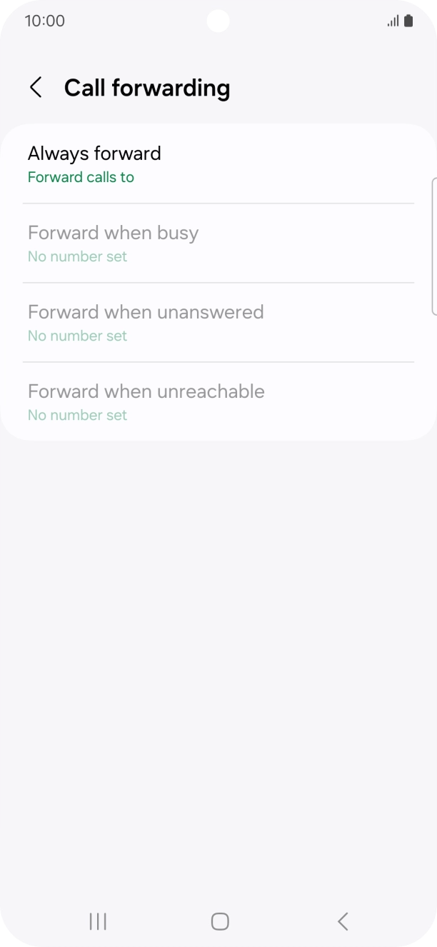 Press the required divert type. Press the required divert type.