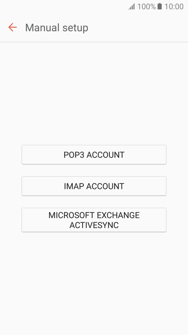 Press IMAP ACCOUNT. Press IMAP ACCOUNT.
