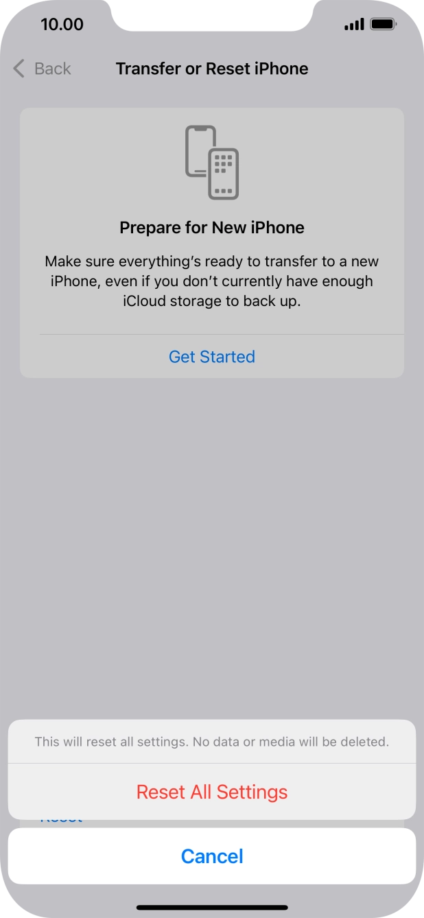 Press Reset All Settings.